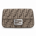 Fendi FF Shoulder Bag – Jacquard Canvas & Leather Trim, Flap Closure, 24cm