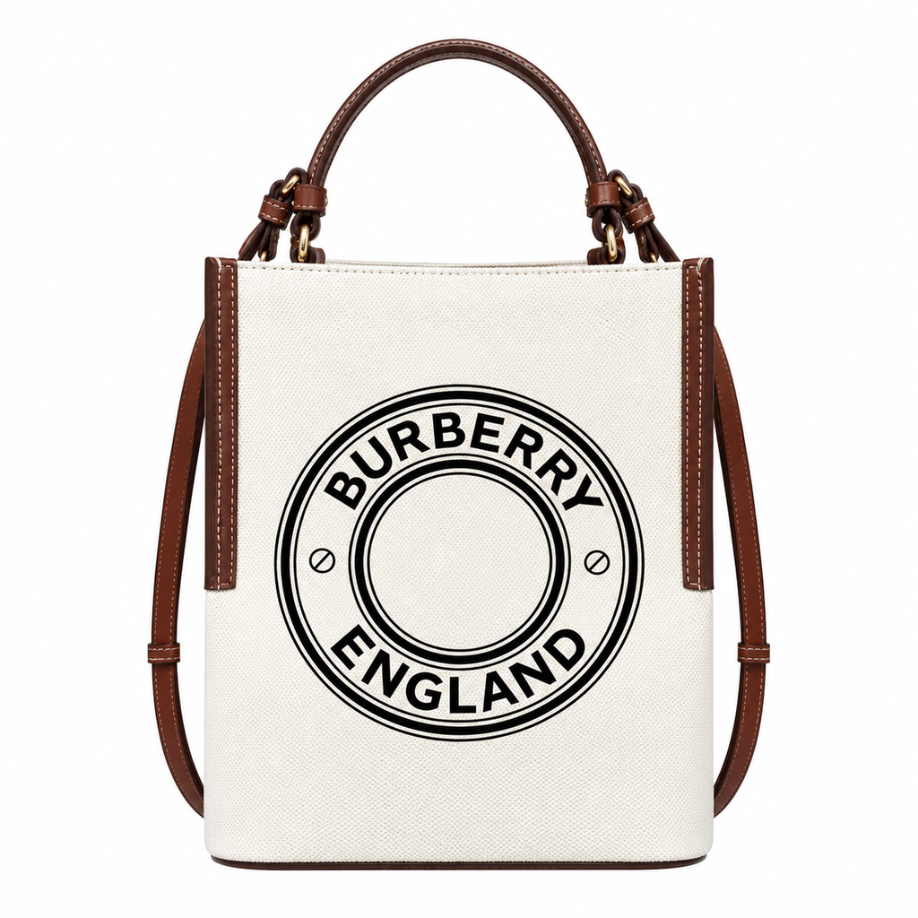 Burberry Circular Logo Cream Crossbody Tote
