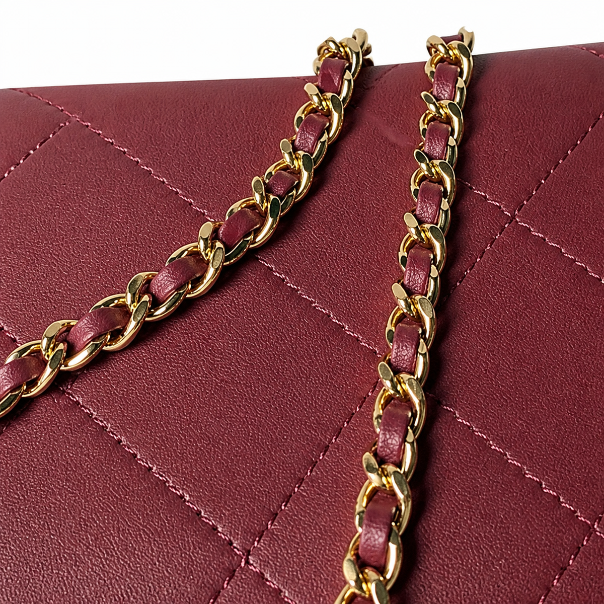 Chanel Classic Flap Burgundy Quilted Top Handle Chain Bag