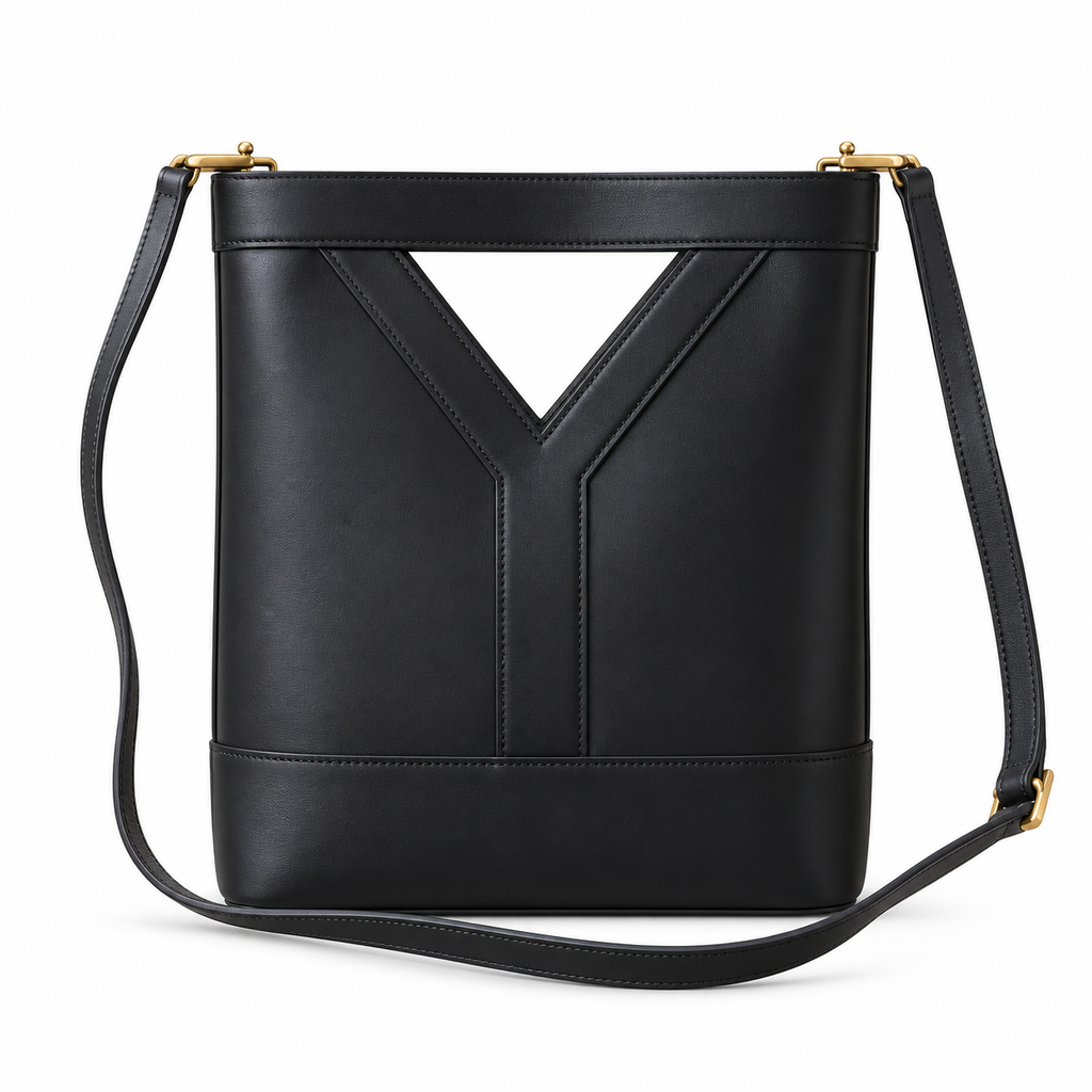 YSL Saint Laurent Cassandre Bucket Bag in Black Smooth Leather