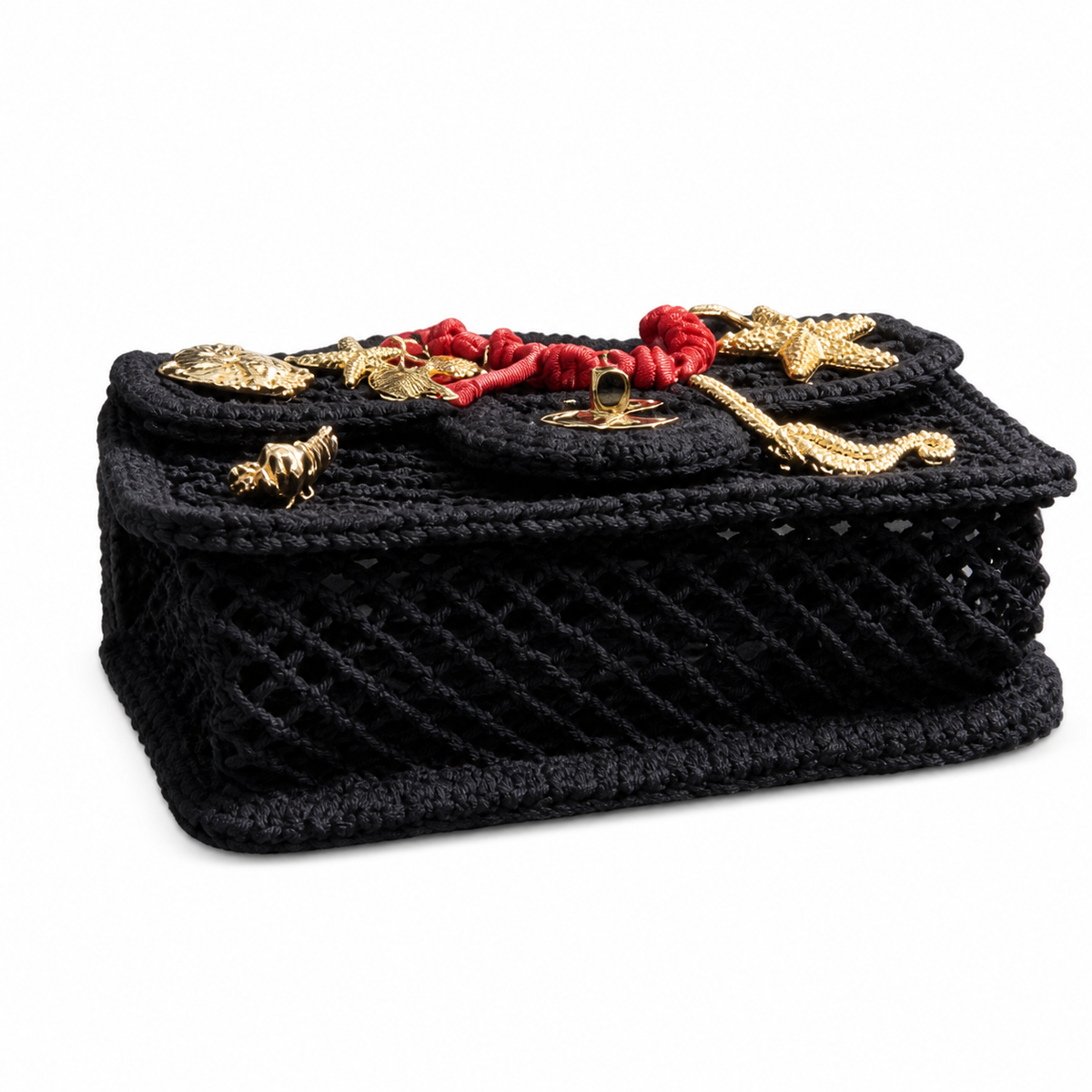 Chanel Woven Mesh Flap Bag with Coral & Marine Charms