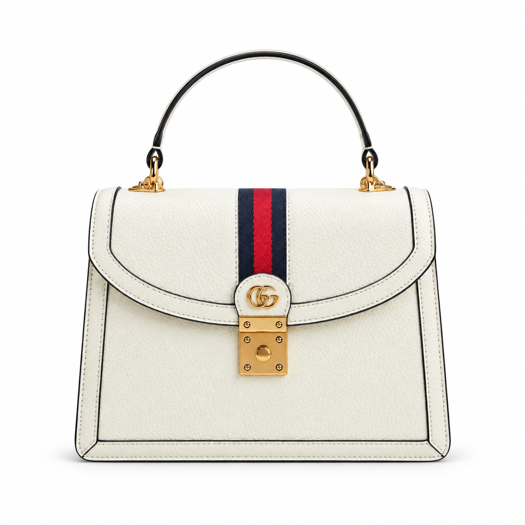 Gucci Ophidia Small Top Handle Bag White Leather