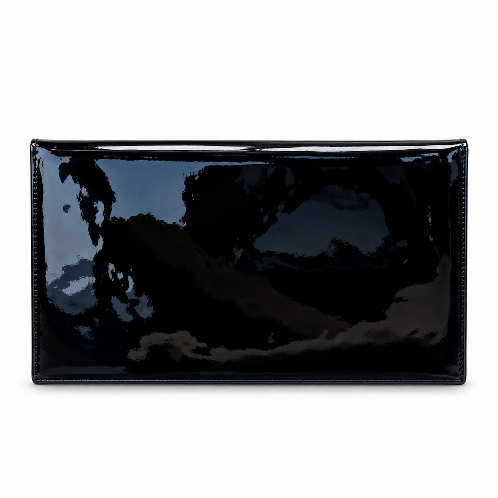 YSL Saint Laurent Cassandre Envelope Clutch in Black Patent Leather