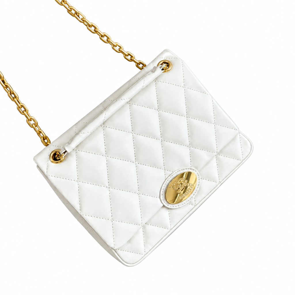 Burberry Ivory Grace Compact Quilted Chain Bag