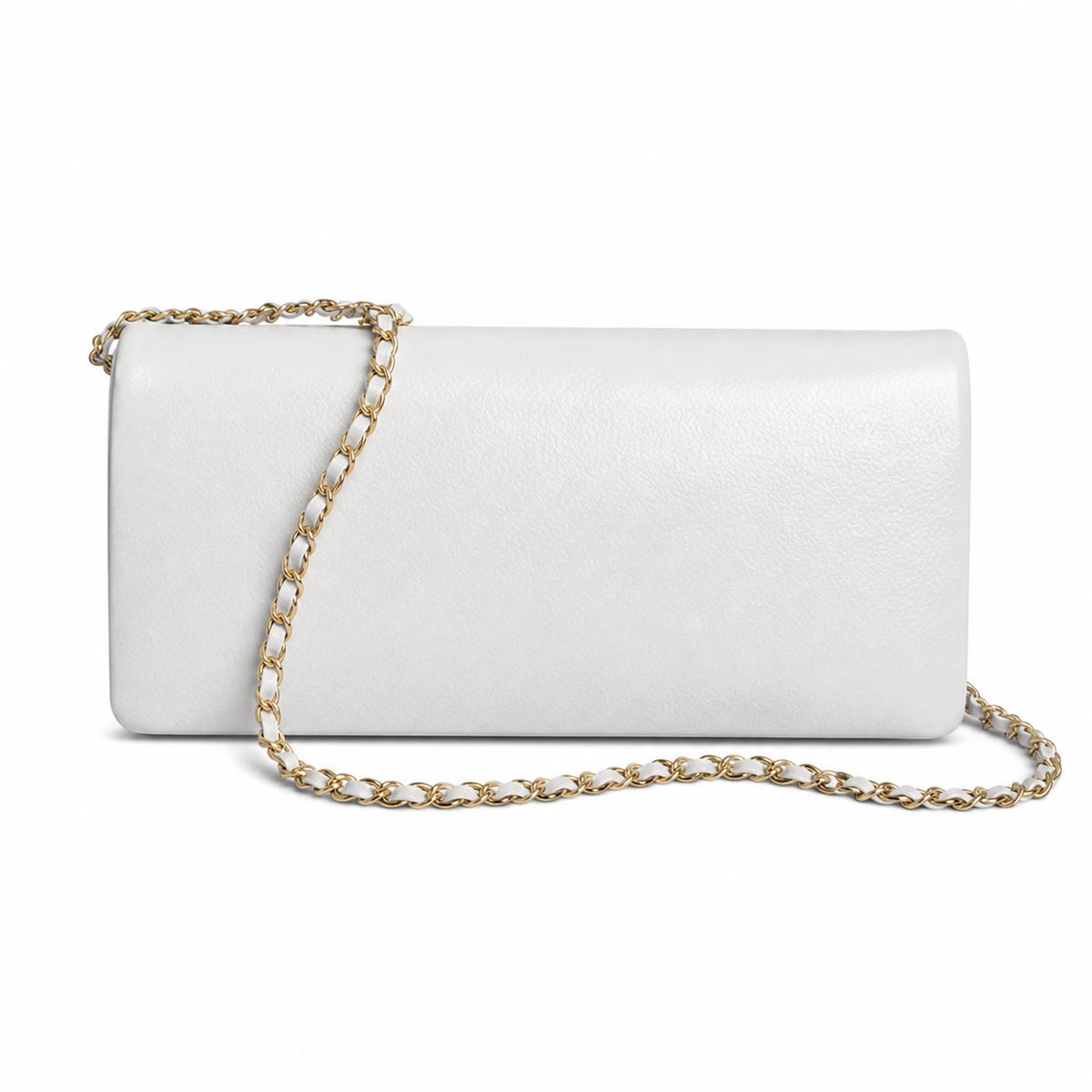 Chanel White Caviar Classic Flap Bag CC Charm