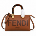 Fendi FF Clutch Shoulder Bag – Jacquard Canvas & Leather Trim, Flap Closure, 18.5cm