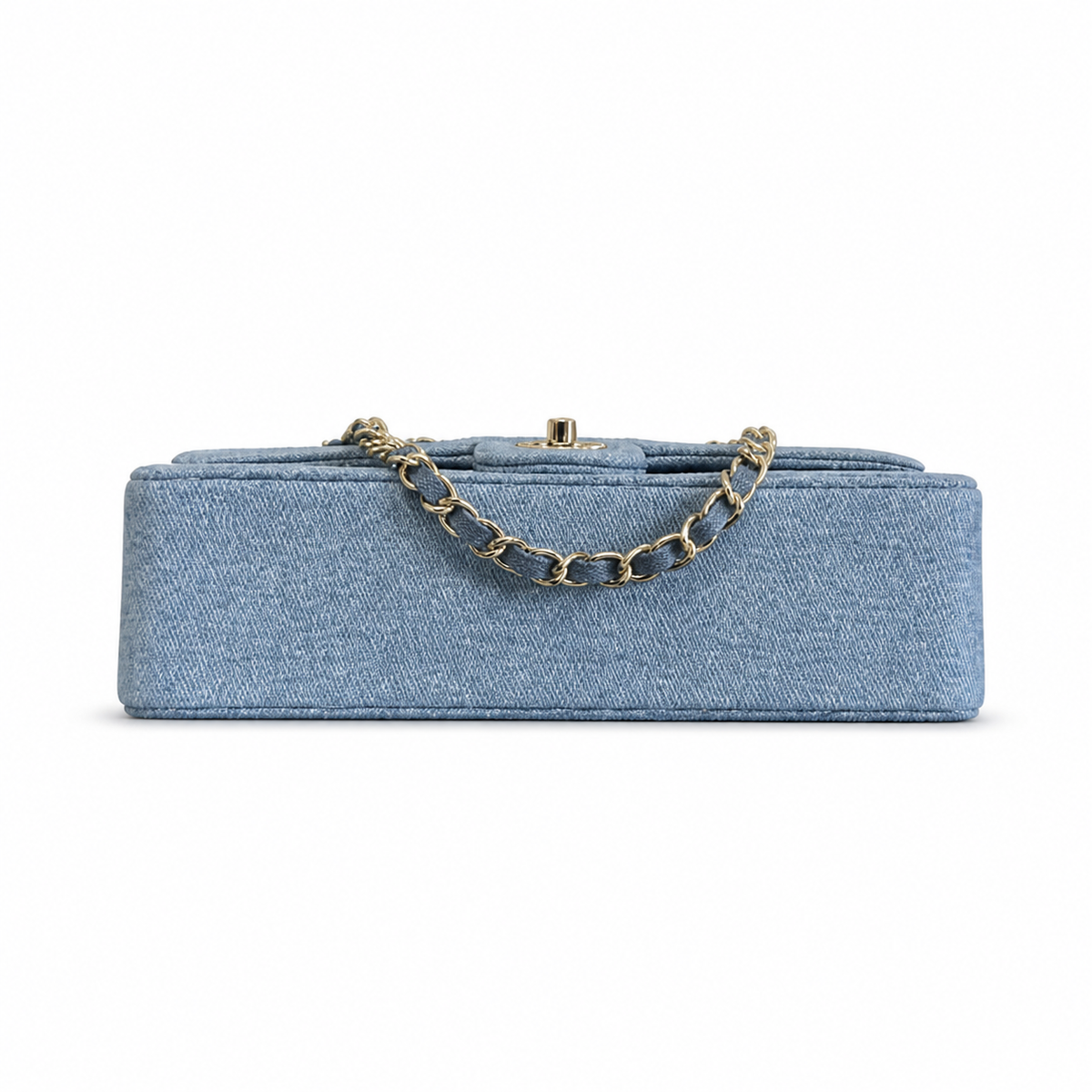 Chanel Denim Classic Flap Crystal Floral Embroidery Gold CC