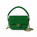 Chanel Mini Flap Croc-Embossed Emerald Top Handle Bag
