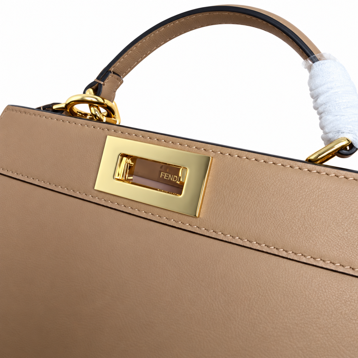 Fendi Peekaboo ISeeU Mini 20cm – Camel Calfskin Crossbody Bag