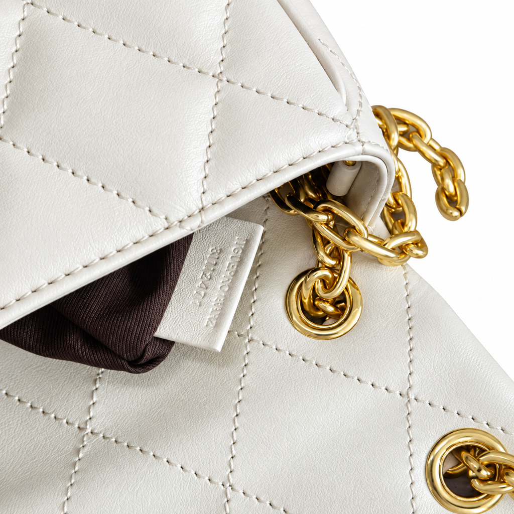 Burberry Ivory Grace Compact Quilted Chain Bag