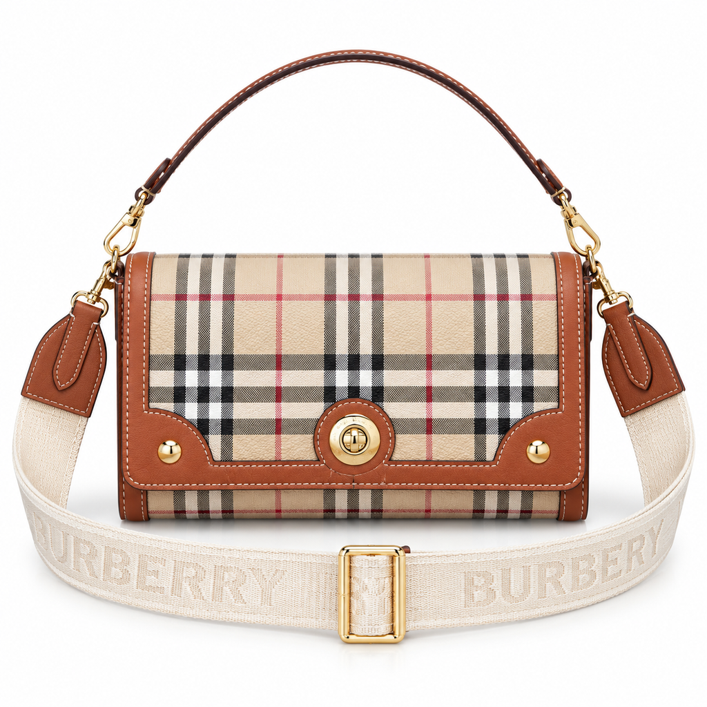 Burberry Heritage Check Tan-Trim Shoulder Bag