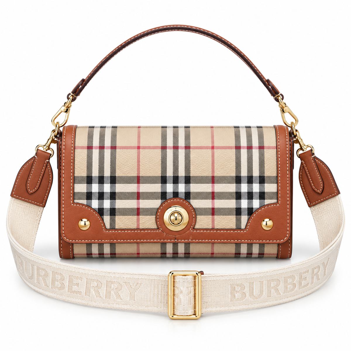 Burberry Heritage Check Tan-Trim Shoulder Bag
