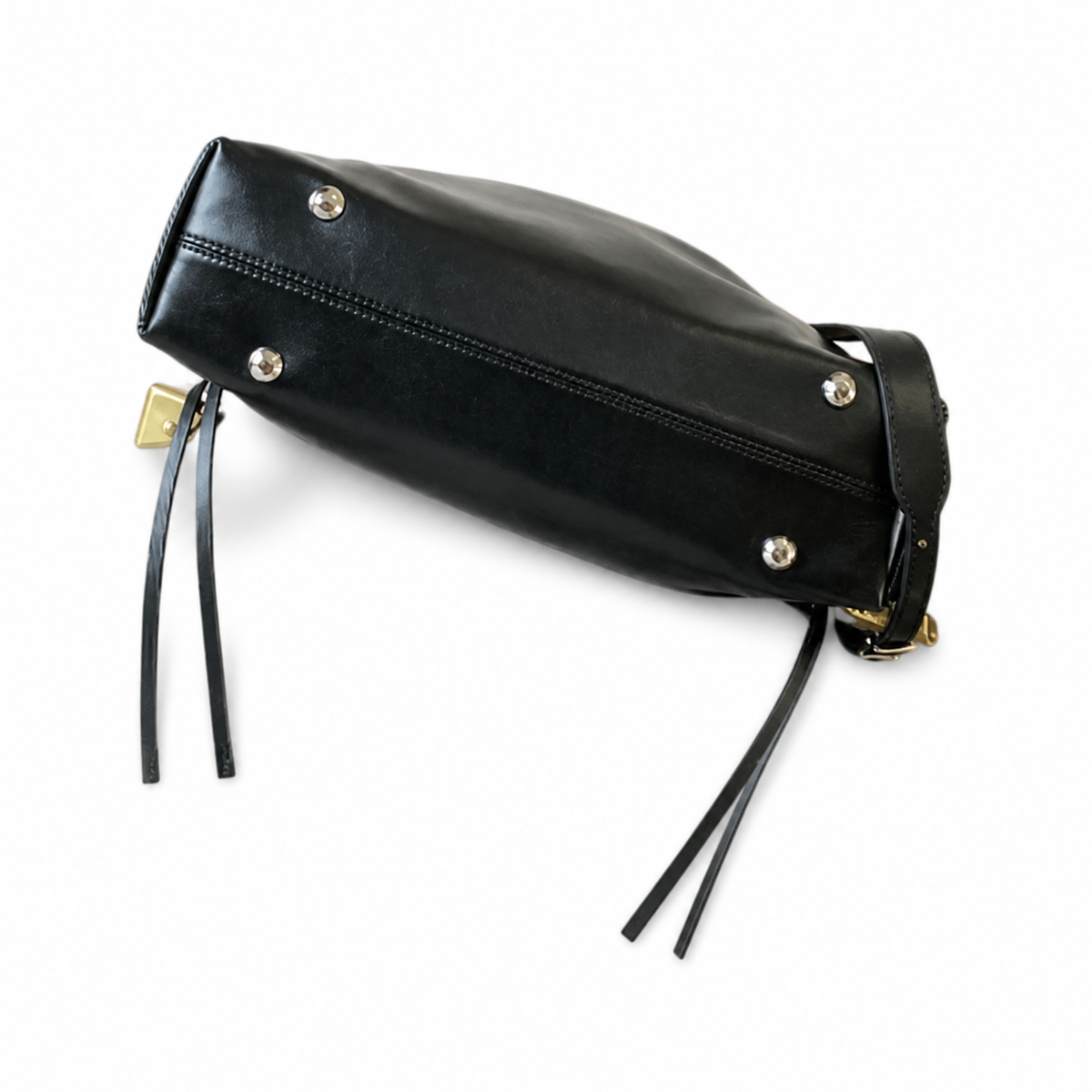 Saint Laurent Drawstring Bucket Bag — Noir Calfskin, Quatrefoil Chain Handle, Leather Drawstring & Tassel