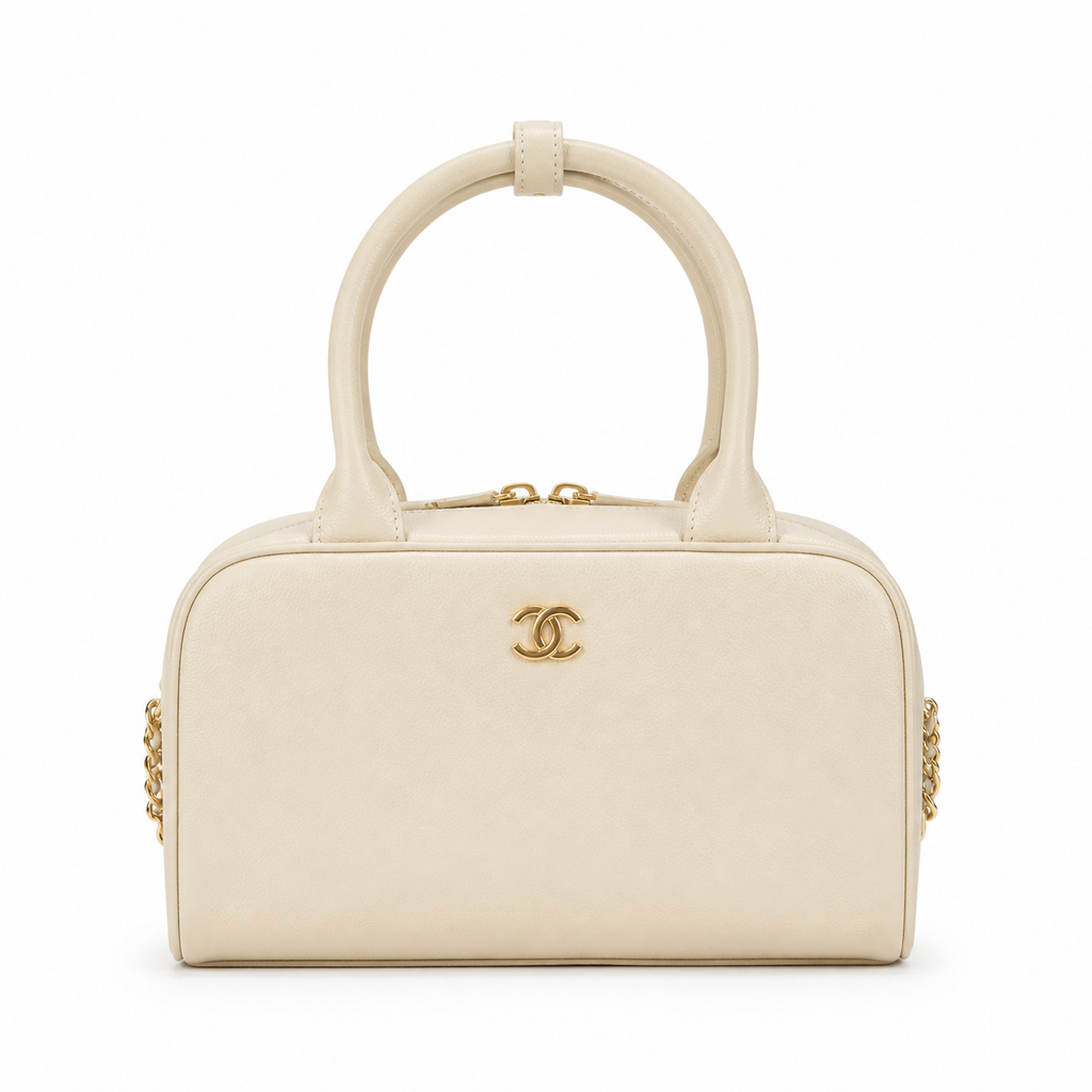 Chanel 22 Small Bag Ivory Calfskin Gold Zip Top Handle