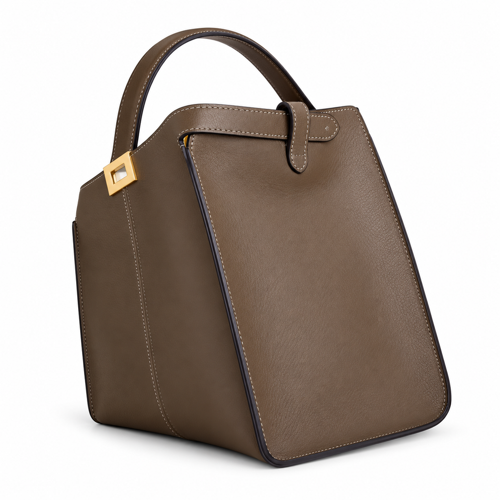 Fendi FF Logo Classic Leather Top Handle Handbag 30cm
