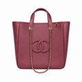 Chanel Grand Shopping Tote Burgundy CC Logo Chain Bag