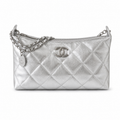 Chanel Metallic Silver CC Hobo Bag