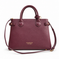 Burberry Burgundy Check Accent Top Handle Bag