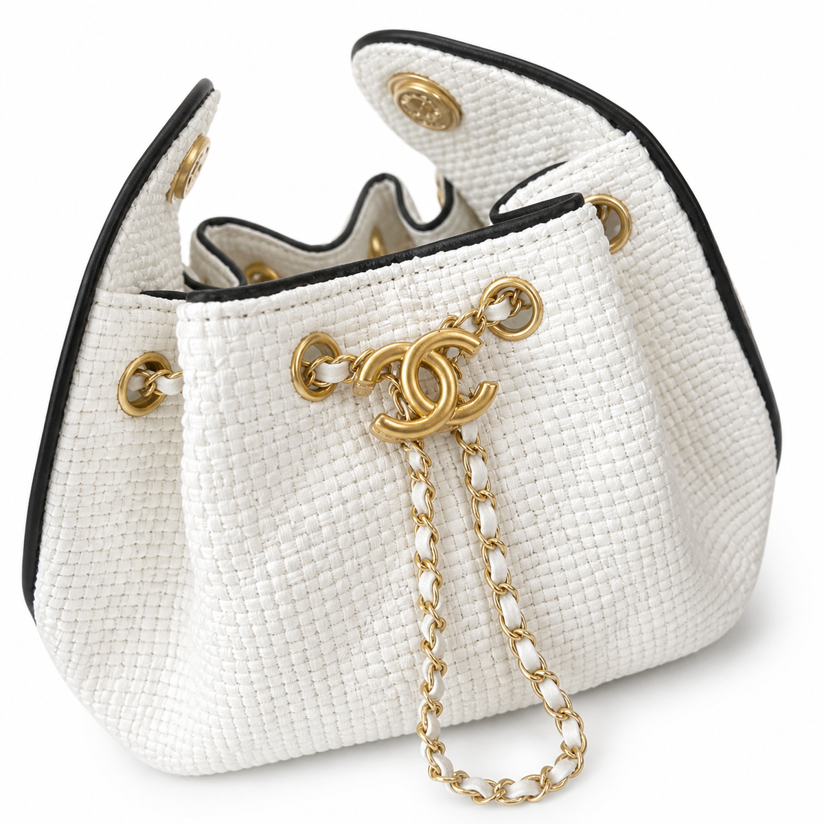 Chanel Quilted Leather Drawstring Bucket Crossbody