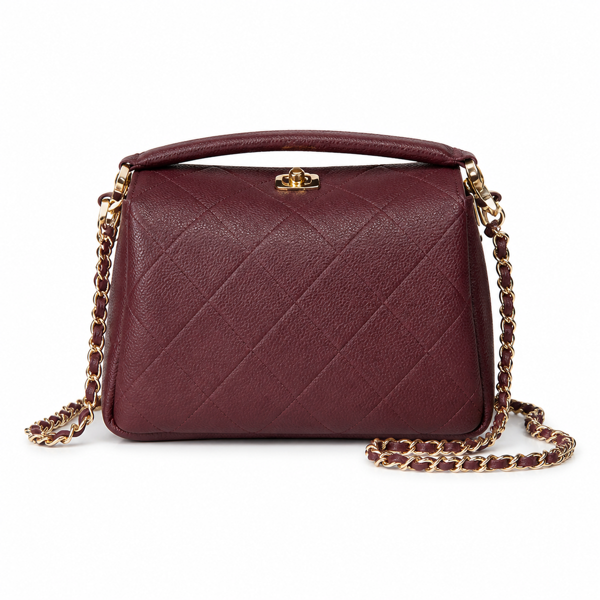 Chanel Classic Flap Burgundy Quilted Top Handle Chain Bag