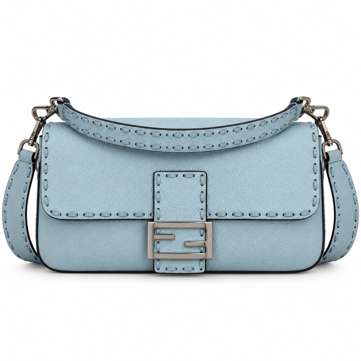 Fendi FF Shoulder Bag – Jacquard Canvas & Leather Trim, Flap Closure, 26cm