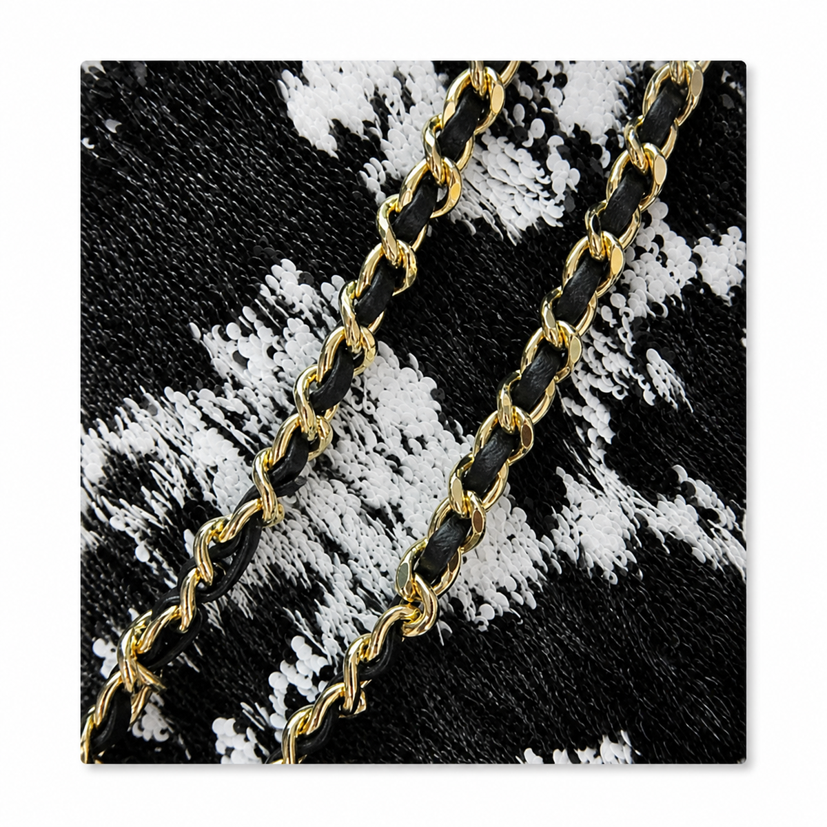 Chanel Classic Flap Black Silver Sequin CC Turn-Lock Bag