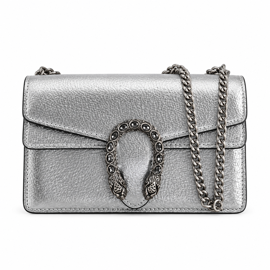 Gucci Dionysus Mini Bag in Silver Metallic Leather