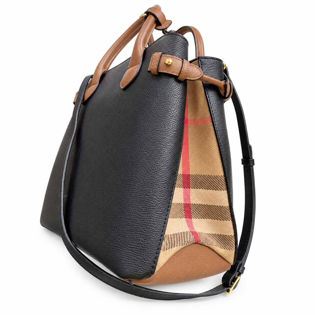 Burberry Black & Tan Refined Top Handle Bag