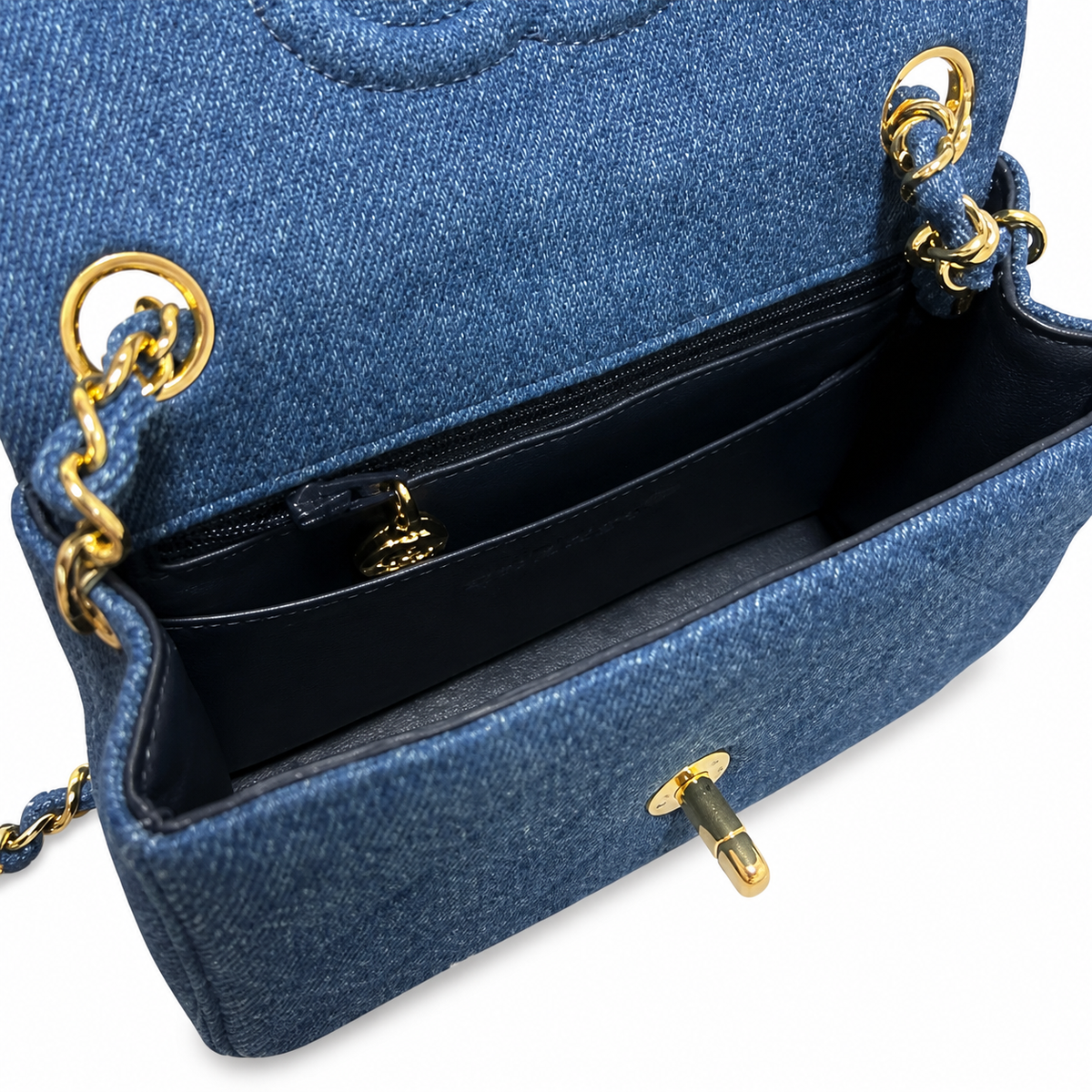 Chanel Denim Quilted Mini Classic Flap Bag 17.5cm
