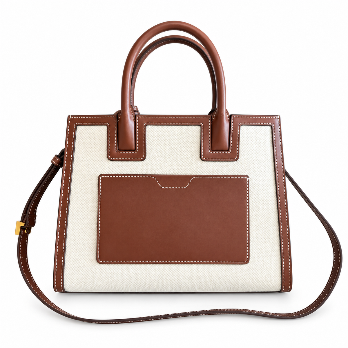 Burberry Ivory & Brown Monogram Top Handle Bag