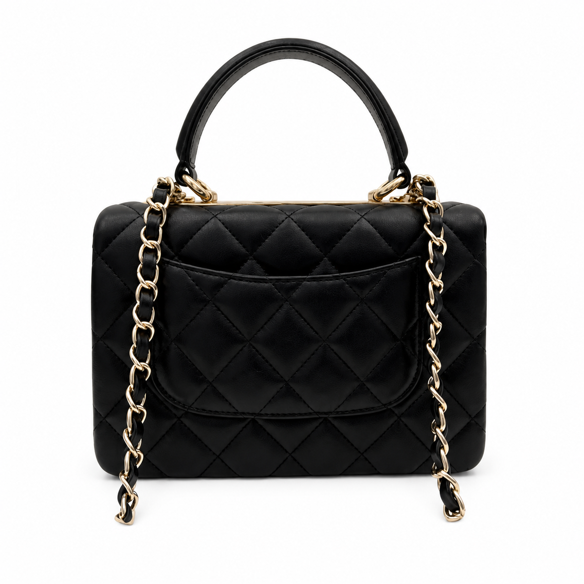 Chanel Trendy CC Small Top Handle Flap Bag Black Lambskin Gold