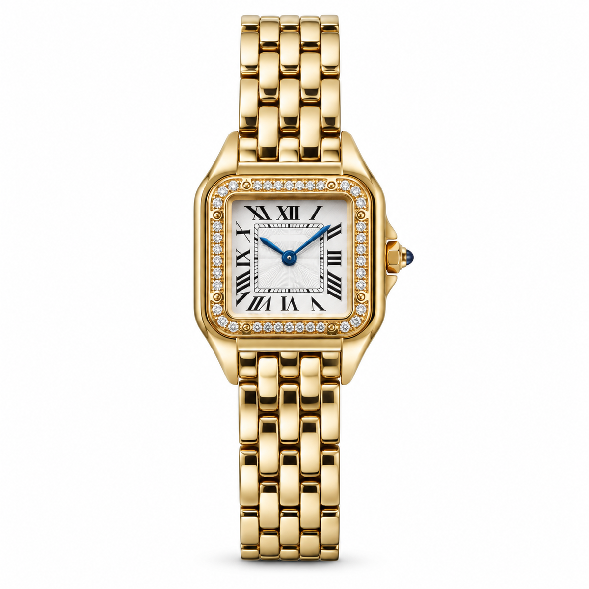 Cartier Pantère de Cartier Medium 18K Yellow Gold Diamond-Set Bezel Ivory Dial Quartz Integrated Gold Bracelet Watch