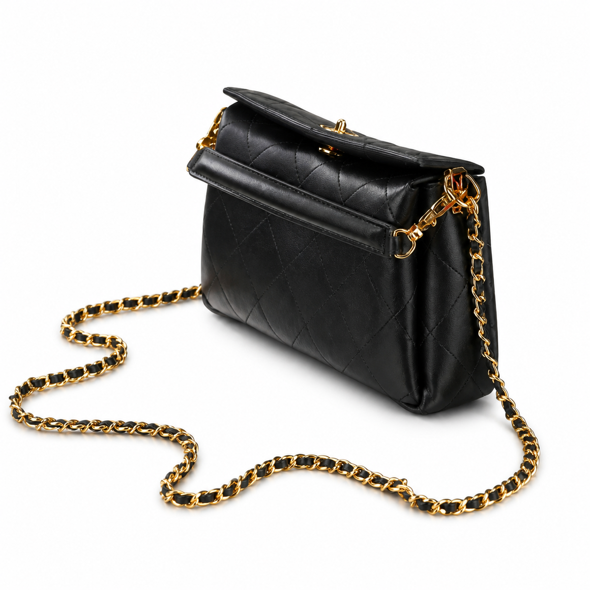 Chanel Black Quilted Lambskin Hobo Bag Gold CC Chain