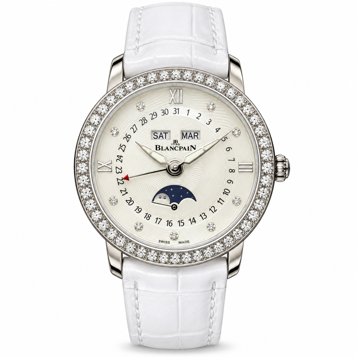 Blancpain Villeret Moonphase Full Calendar Diamond Bezel Ladies Watch