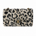 Chanel Classic Flap Bag Leopard Print Tweed Black Beige | Aged Gold CC — 32cm