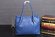 YGY Steel Blue Woven Leather Large Tote with Braided Handles